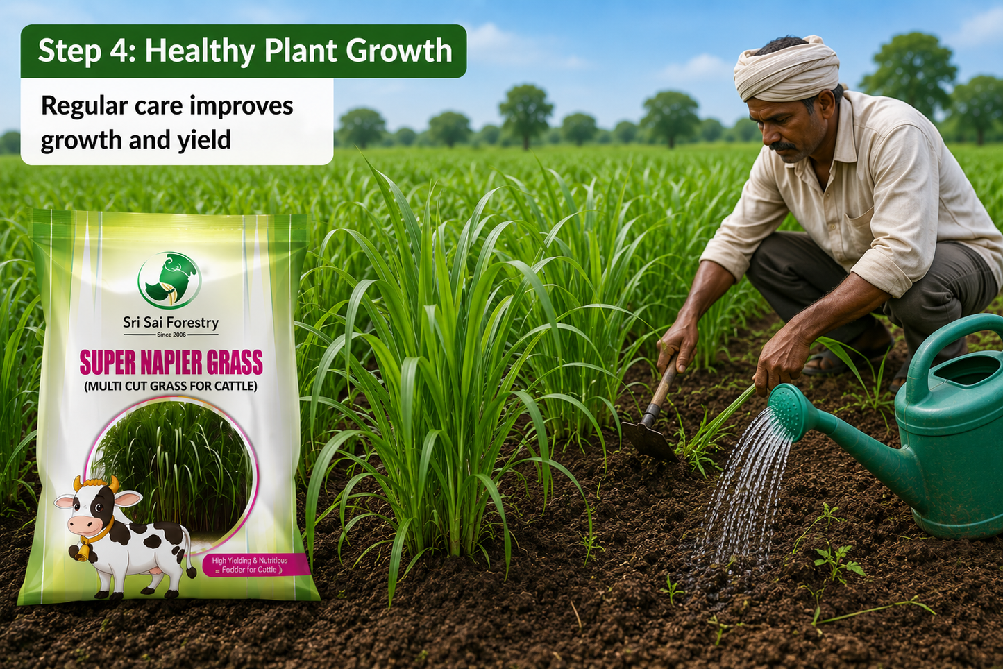 Super Napier Grass Seeds for Cattle | High Yield Hybrid Multi Cut Grass SRI SAI FORESTRY
