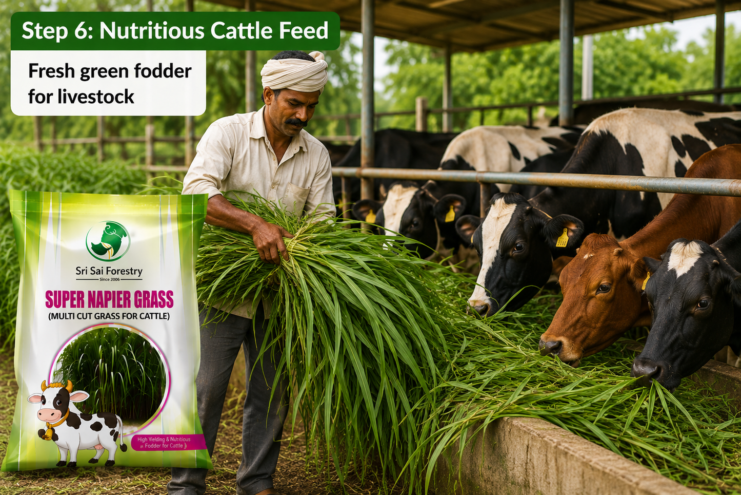 Super Napier Grass Seeds for Cattle | High Yield Hybrid Multi Cut Grass SRI SAI FORESTRY
