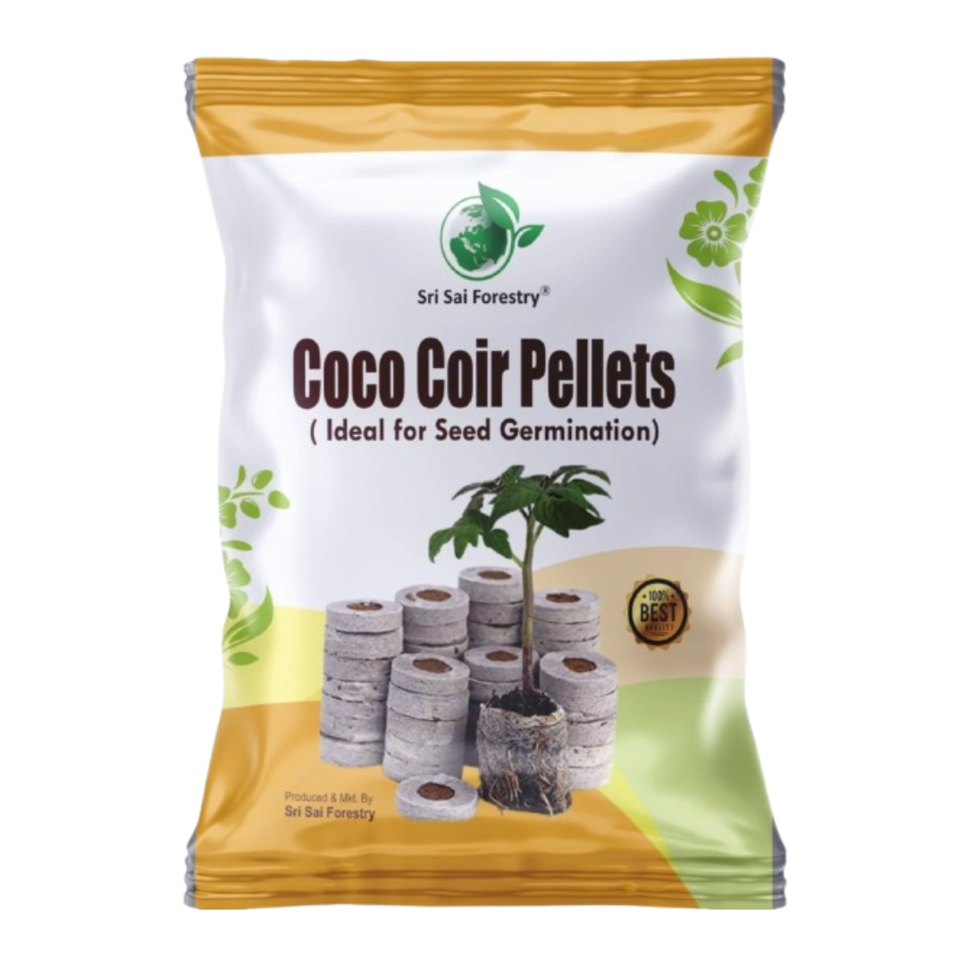 Coco Coir Pellets - 50mm - Organic Coconut Fiber Soil Conditioner for Gardening, Eco-Friendly Seed Starter & Hydroponic Growing Medium, 100% Natural Coco Pellets for Plants SRI SAI FORESTRY