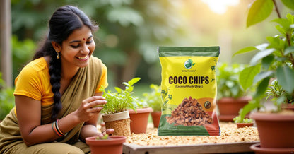 Coconut Husk Coco Chips for Plants Sustainable Soil Enhancer, Mulch for Gardening, Moisture Retention & Soil Aeration, Perfect for Potting Mix SRI SAI FORESTRY