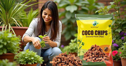Coconut Husk Coco Chips for Plants Sustainable Soil Enhancer, Mulch for Gardening, Moisture Retention & Soil Aeration, Perfect for Potting Mix SRI SAI FORESTRY
