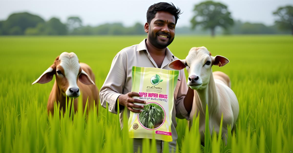 Super Napier Grass Seeds for Cattle | High Yield Hybrid Multi Cut Grass SRI SAI FORESTRY
